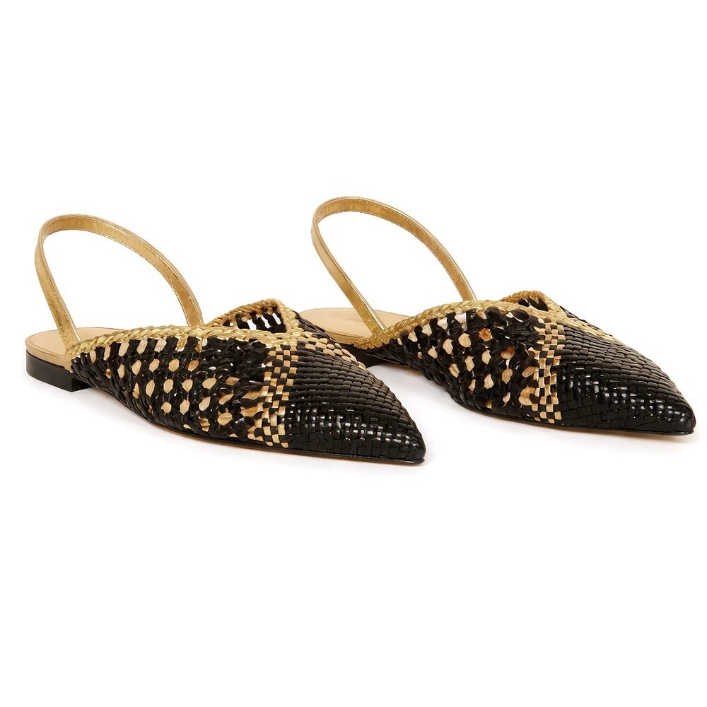 EUC SANDRO Melena Woven Leather Slingback Point-toe Flats, FIRM PRICE